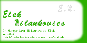 elek milankovics business card